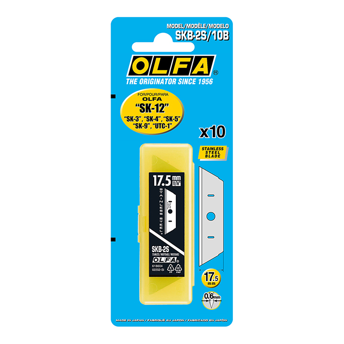 OLFA SKB-2S/10B – Confezione Da 10 Lame Trapezoidali 17,5 Mm In Acciaio Inossidabile Per Taglierine